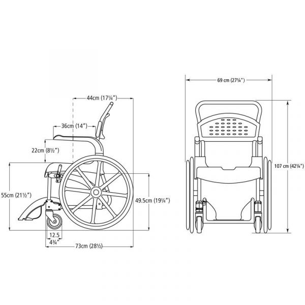 Etac Clean Self Propelled Mobile Shower Commode - Mobility Caring