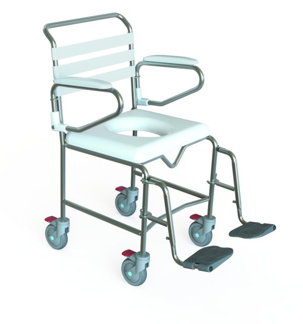 Shower Commode – Transit Mobile 500 mm With Swing Away Legrests Shower Commode – Transit Mobile 500 mm With Swing Away Legrests